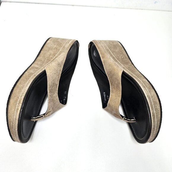 Donald J. Pliner Shaheen Metallic Thong Platform Leather Wedge Sandals Size 10 - Picture 3 of 13